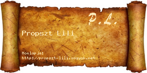 Propszt Lili névjegykártya